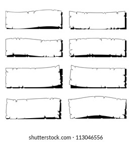 set of white ripped old paper frame with shadow