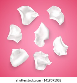 Set of White rose petals , close-up on a pink background can be used for design of romantic greetings. Vector Eps10 illustration