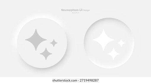 Un conjunto de Botones redondos blancos con un signo de inteligencia artificial. Botones en el estilo neumórfico. Gráficos de Vector EPS 10.