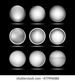 Set of white round buttons for website