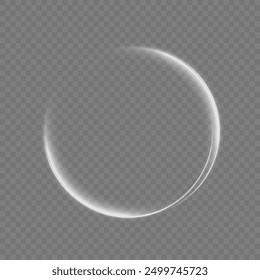 Set of white round frames isolated on black background. Luminous white lines of speed. Light glowing effect. Abstract motion lines.