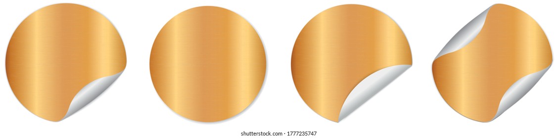 set of white round sticker banner on white background