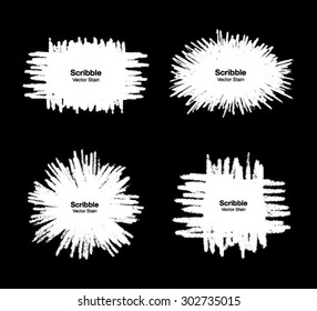 Set of White Scribble stains Hand drawn in pencil, vector logo design elements