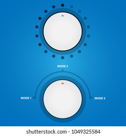 Set of white scroll buttons. Round button mixer. Mode selection button.