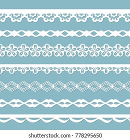 set of white seamless paper laces for greeting cards