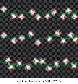 Set of white shining garland lights