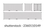 Set of white shipping cargo containers for transportation. Vector illustration in flat style. Isolated on white background.	
