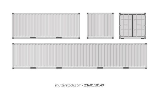 Set of white shipping cargo containers for transportation. Vector illustration in flat style. Isolated on white background.	
