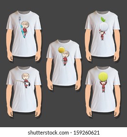Set of white shirt design