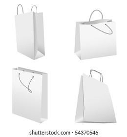 set of white shopping bags. vector illustration
