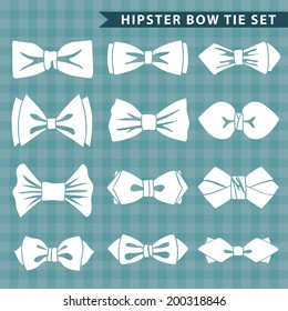 Set White Silhouettes Bow Tiehipsters Fashion Stock Vector (Royalty