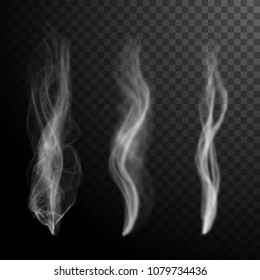 Set of white smoke background. Smoke isolated transparent special effect. Vector illustration.