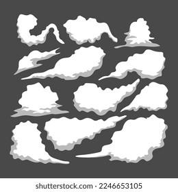 conjunto de nubes de humo blancas, colección de explosiones de boom
