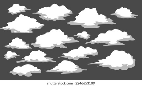 conjunto de nubes de humo blancas, colección de explosiones de boom