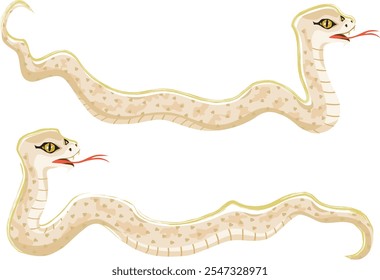 Un conjunto de serpiente blanca aislada sobre fondo blanco. Año de la Serpiente. Ilustración vectorial.