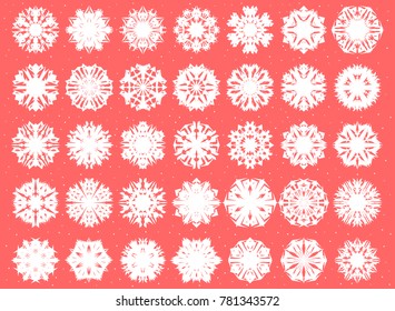 Set of white snowflake for your New Year design. Snowflake for posters, cards, invitation design. Snowflakes set.