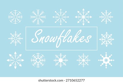 Set von weißen Schneeflocken in verschiedenen Formen. Vektorgrafik