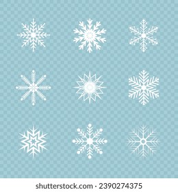 Set of white snowflakes icons