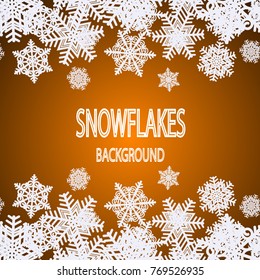 Set with white snowflakes. Illustration snowflakes for decoration. Vector illustration.