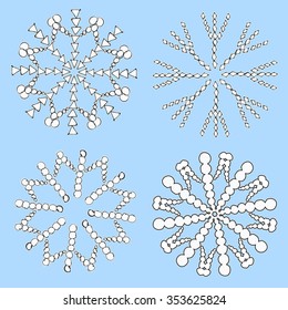 Set of white snowflakes. New year symbols