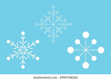 Conjunto de copos de nieve blancos sobre fondo azul Ilustración vectorial detallada Perfecto para el invierno temática Imagery cautivante сdiseño de nieve con diseño magistral para proyectos de vacaciones de diciembre concepto Elementos Alegría
