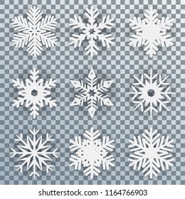 Set white snowflakes - stock vector