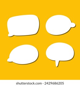 Set of white speech bubble with shadow isolated backgroud. space for text. abstract blank area for rill text of font.