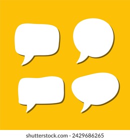 Set of white speech bubble with shadow isolated backgroud. space for text. abstract blank area for rill text of font.