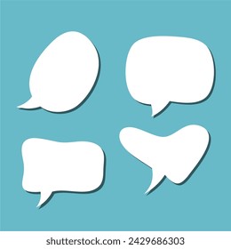 Set of white speech bubble with shadow isolated backgroud. space for text. abstract blank area for rill text of font.
