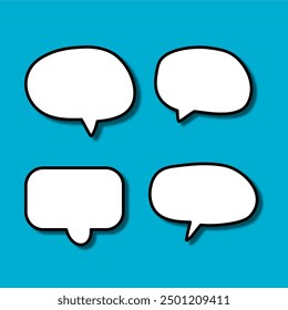Set of white speech bubble with shadow isolated backgroud. space for text. abstract blank area for rill text of font.