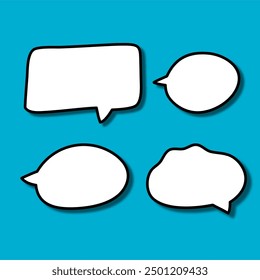 Set of white speech bubble with shadow isolated backgroud. space for text. abstract blank area for rill text of font.