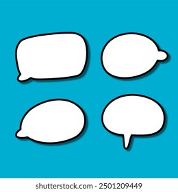 Set of white speech bubble with shadow isolated backgroud. space for text. abstract blank area for rill text of font.