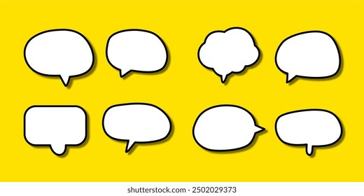 Set of white speech bubble with shadow isolated backgroud. space for text. abstract blank area for rill text of font.