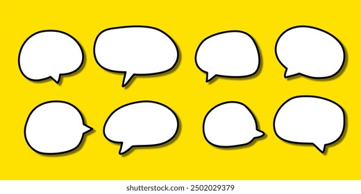 Set of white speech bubble with shadow isolated backgroud. space for text. abstract blank area for rill text of font.