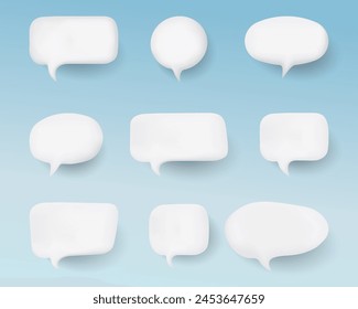 Set of white speech bubbles with 3D effect