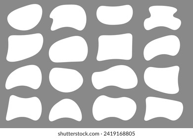 Set of white speech bubbles isolated on gray background. simple shape element, fluid shape design Set of isolated abstract shape on grey background, 