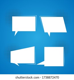 Set white speech bubbles on a blue background. pop art style.