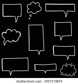 Set Of White Speech Bubbles On Black Background Collection