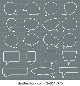 Set of white speech bubbles on blue background