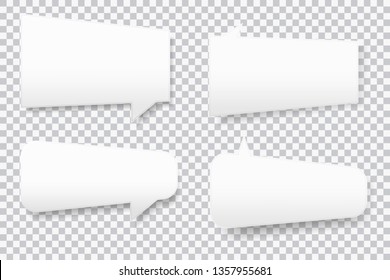 set of white speech bubbles, paper cut style