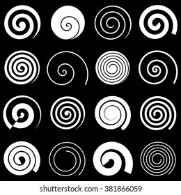 Set of white spirals, vector elements