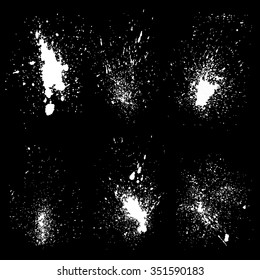 Set of white splash on black background vector illustration