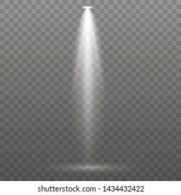 Set of the white spotlight shines on the stage, scene, podium. Exclusive use lens flash light effect from a lamp or spotlight.  Vector