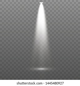 Set of the white spotlight shines on the stage, scene, podium. Exclusive use lens flash light effect from a lamp or spotlight.  Vector