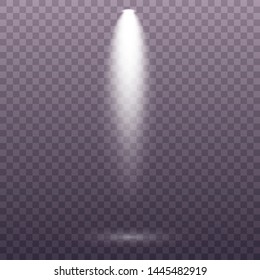 Set of the white spotlight shines on the stage, scene, podium. Exclusive use lens flash light effect from a lamp or spotlight.  Vector