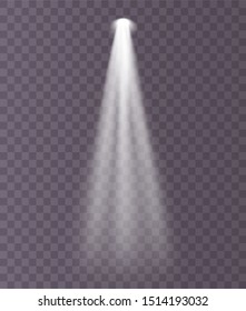 Set of the white spotlight shines on the stage, scene, podium. Exclusive use lens flash light effect from a lamp or spotlight. Light effect. Vector