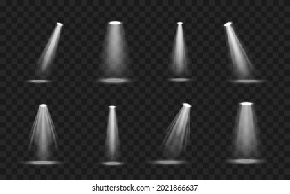 Set of the white spotlight shines on the stage, scene, podium.