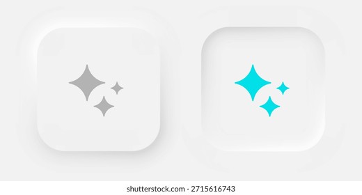 A set of white square buttons with a gray and blue artificial intelligence badge. Buttons in the neumorphic style. Vector graphics EPS 10.