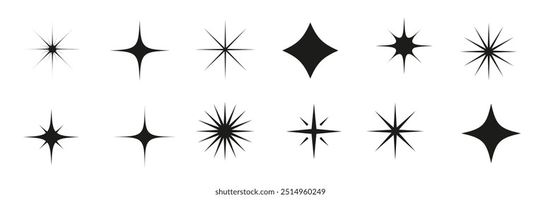 Set Of White Star Sparkles Vector illustration