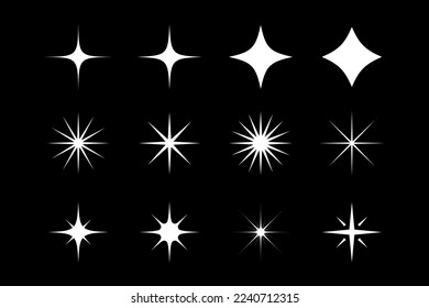 Set Of White Star Sparkles Vectorart